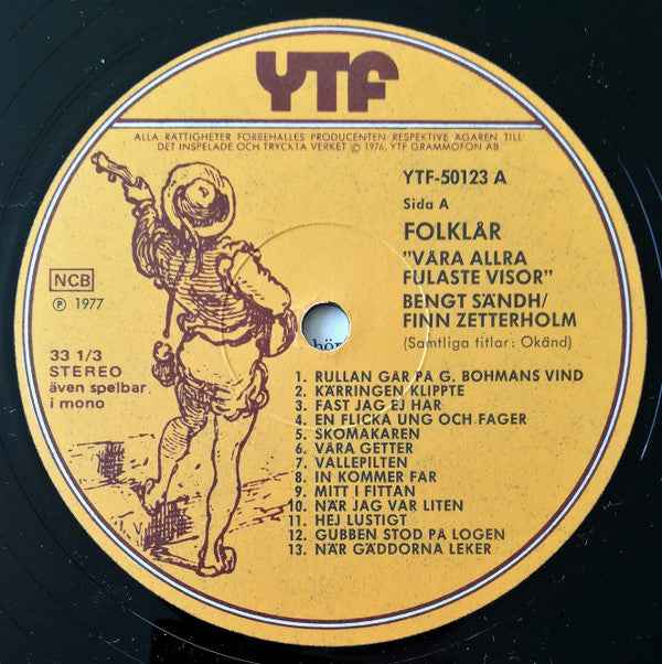Bengt Sändh & Finn Zetterholm : Folklår "Våra Allra Fulaste Visor" (LP, Album)