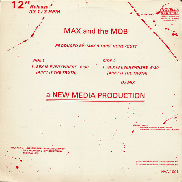 Max And The Mob : Sex Is Everywhere (Ain't It The Truth) (12")