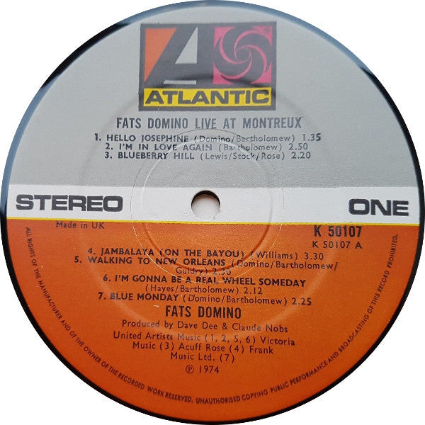 Fats Domino : 'Hello Josephine' Live At Montreux (LP, Album)