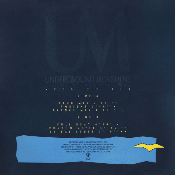 Underground Movement (2) Featuring Marcella Bay : Need To Fly (12")