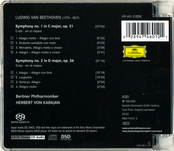 Ludwig van Beethoven – Berliner Philharmoniker, Herbert von Karajan : Symphonies Nos. 1 & 2 (SACD, Hybrid, Comp, RE)