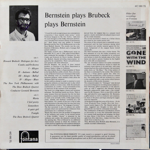 The Dave Brubeck Quartet : Bernstein Plays Brubeck Plays Bernstein (LP, Album)