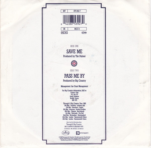 Big Country : Save Me (7", Single, sil)