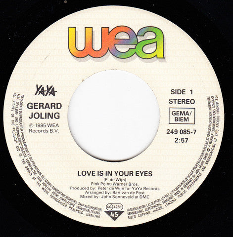 Gerard Joling : Love Is In Your Eyes (7", Single)