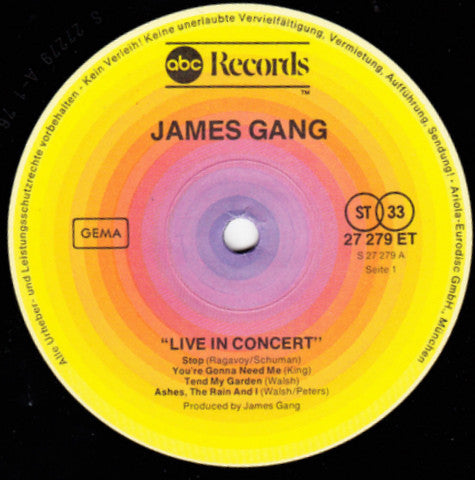 James Gang : Live In Concert (LP, M/Print, RE)