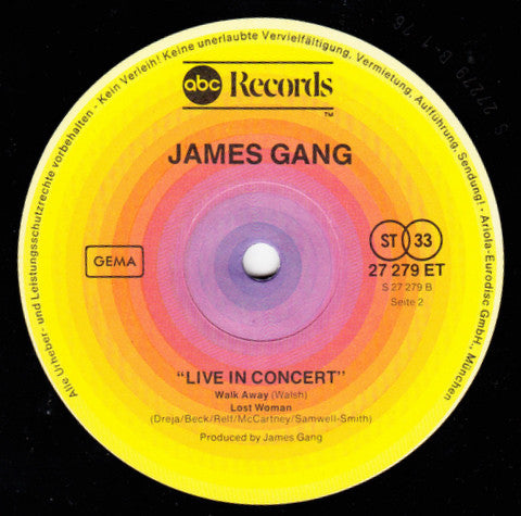 James Gang : Live In Concert (LP, M/Print, RE)