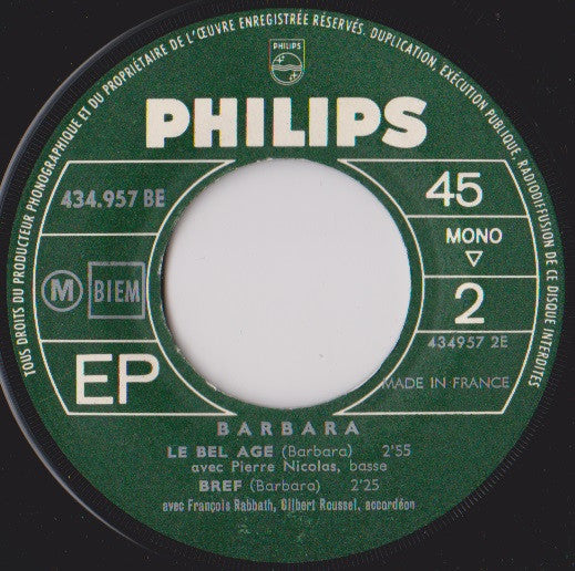 Barbara (5) : A Mourir Pour Mourir (7", EP, Mono)