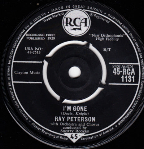 Ray Peterson : The Wonder Of You (7", Single)