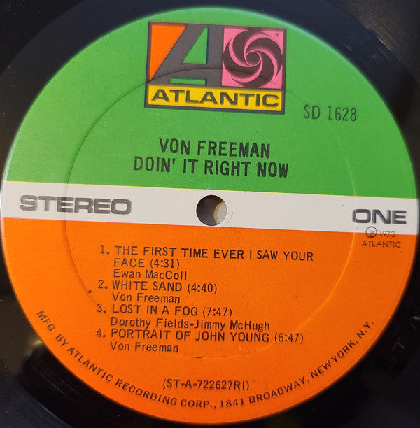 Von Freeman : Doin' It Right Now (LP, Album, RI)