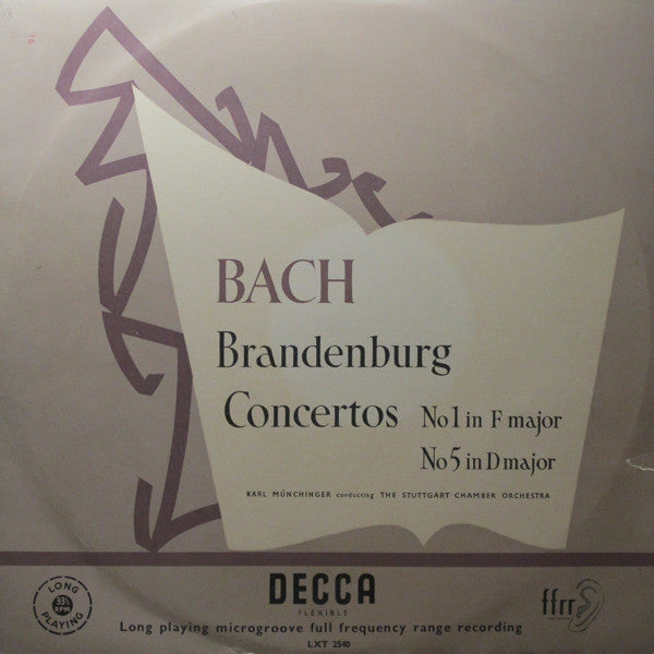 Bach* - Karl Münchinger Conducting The Stuttgart Chamber Orchestra* : Brandenburg Concertos No 1 In F Major / No 5 In D Major (LP, Mono, Ora)