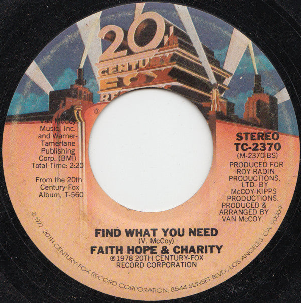 Faith, Hope & Charity : Don't Pity Me (7")