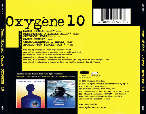 Jean-Michel Jarre : Oxygène 10 (CD, Maxi)