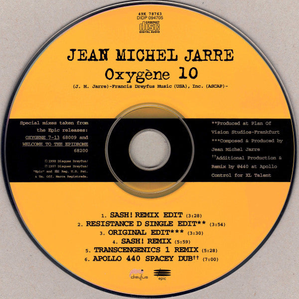 Jean-Michel Jarre : Oxygène 10 (CD, Maxi)