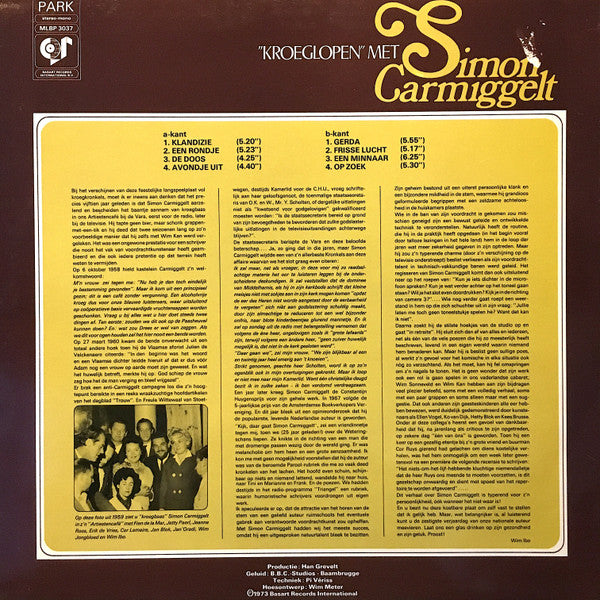 Simon Carmiggelt : ''Kroeglopen'' Met Simon Carmiggelt (LP)