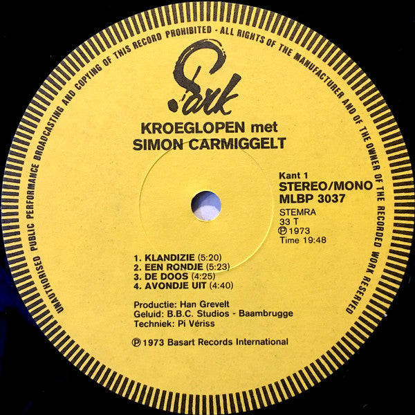 Simon Carmiggelt : ''Kroeglopen'' Met Simon Carmiggelt (LP)