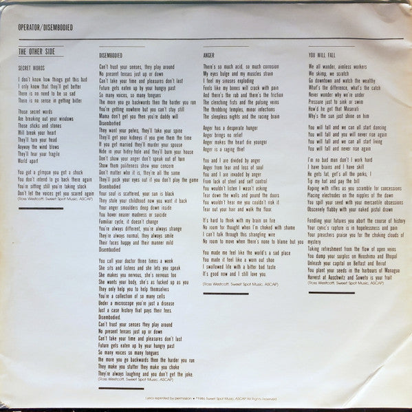 Operator (14) : Disembodied (LP, Album)