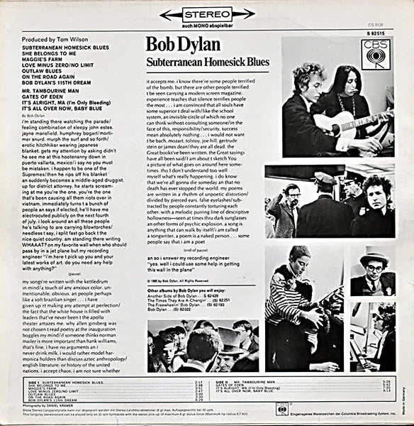 Bob Dylan : Subterranean Homesick Blues (LP, Album)