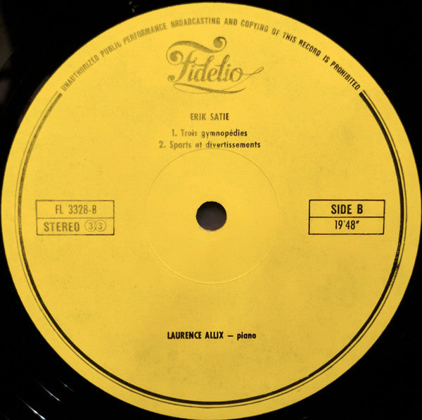 Erik Satie — Laurence Allix : Piano Music (LP, RE)