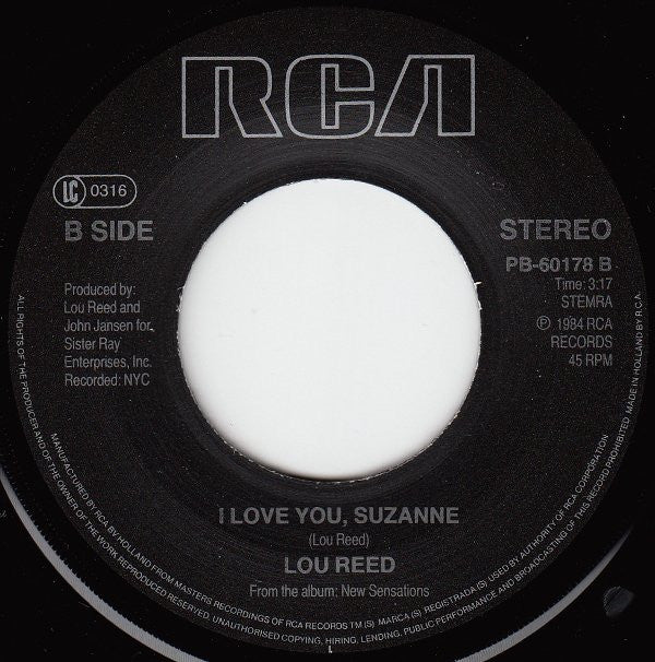 Lou Reed : High In The City (7", Single)