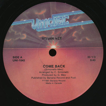 Vivien Vee : Come Back / Finally Alone (12")