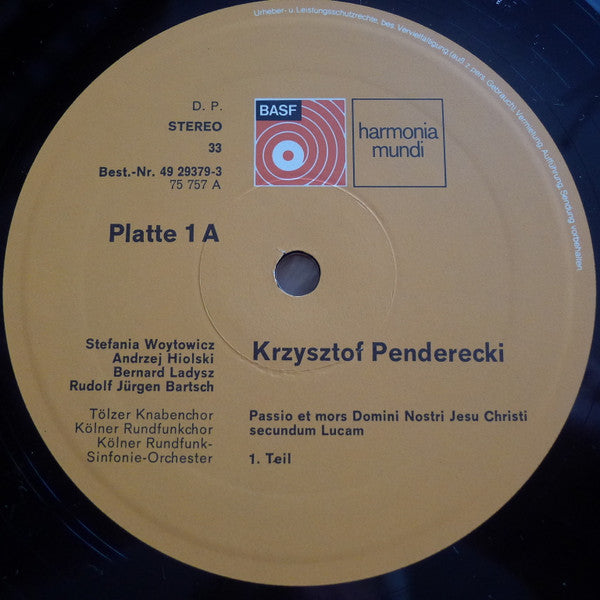 Krzysztof Penderecki : Passio Et Mors Domini Nostri Jesu Christi Secundum Lucam (2xLP, Album, RE + Box)