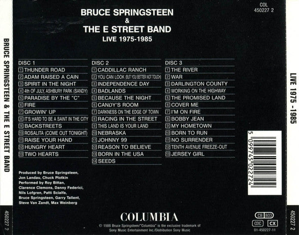 Bruce Springsteen & The E-Street Band : Live/1975-85 (3xCD, Album, RE)