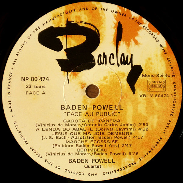 Baden Powell : Face Au Public (LP, Album)