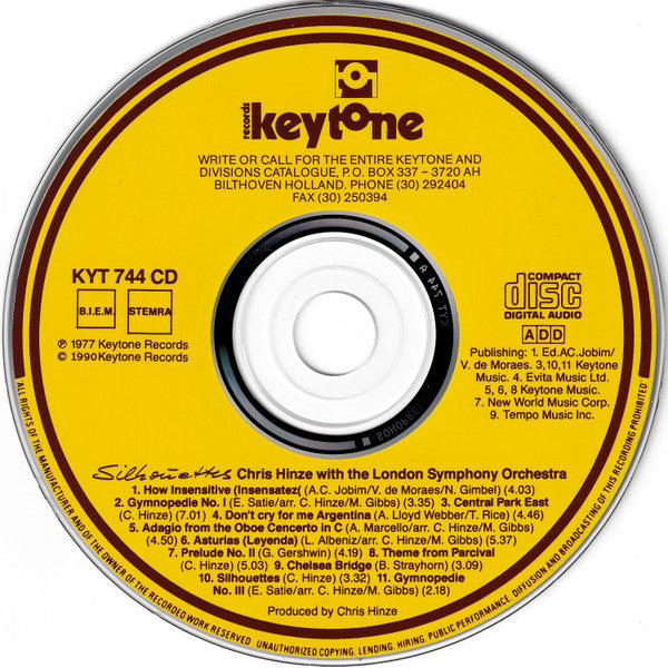 Chris Hinze With Members Of The London Symphony Orchestra : Silhouettes (CD, Album)