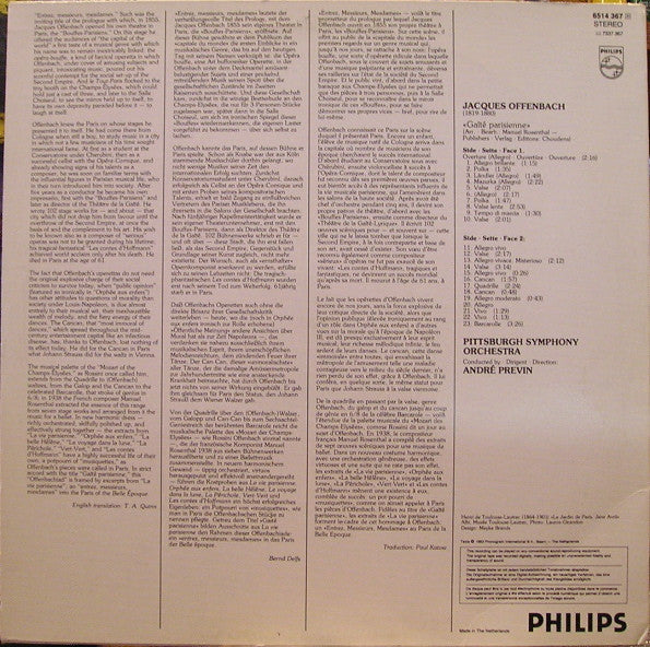 Jacques Offenbach, André Previn, Pittsburgh Symphony Orchestra : Gaîté Parisienne (LP, Album)