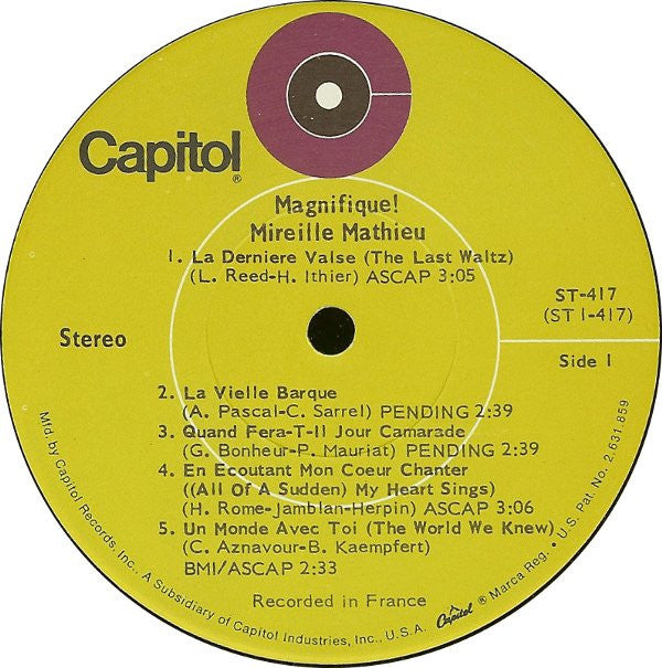 Mireille Mathieu : Magnifique! (LP, Album)