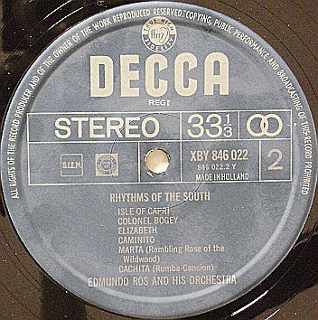 Edmundo Ros & His Orchestra : Rhythms Of The South (LP)