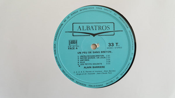 Alain Barrière : Un Peu De Sang Breton.. (LP, Album, Gat)
