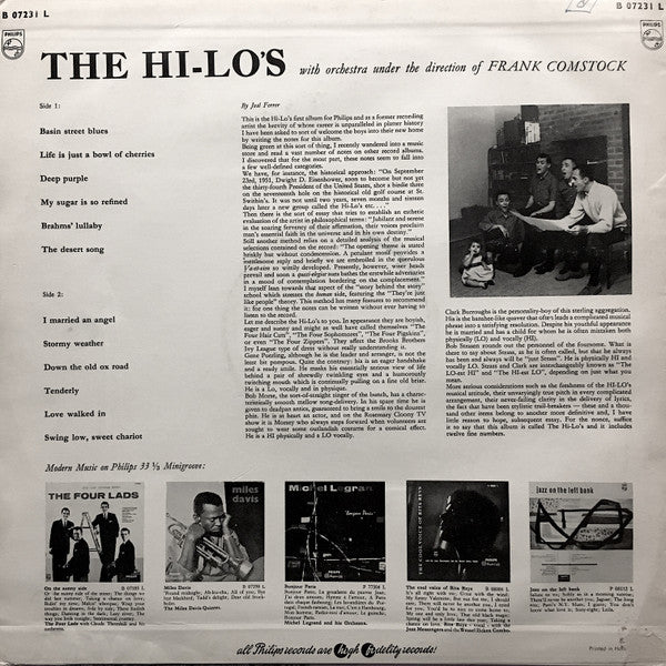 The Hi-Lo's With Frank Comstock And His Orchestra : Hi-Lo's, The (LP, Album)