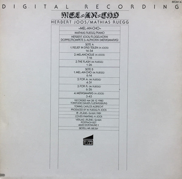 Herbert Joos / Mathias Rüegg : Mel-An-Cho (LP, Album)