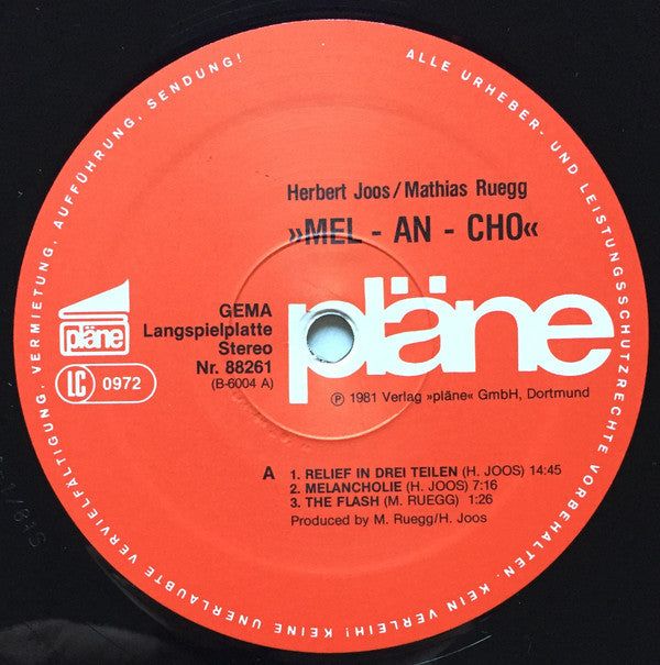 Herbert Joos / Mathias Rüegg : Mel-An-Cho (LP, Album)