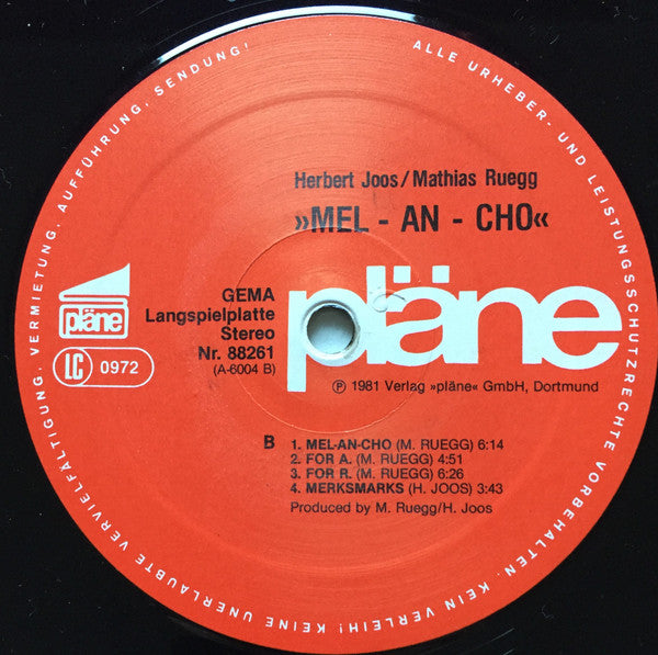 Herbert Joos / Mathias Rüegg : Mel-An-Cho (LP, Album)