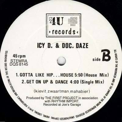 Icy D. & Doc Daze : Get On Up & Dance (12")