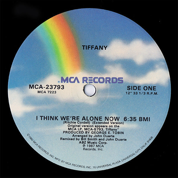 Tiffany : I Think We're Alone Now (The 12 Inch Remix) (12", Single, Glo)