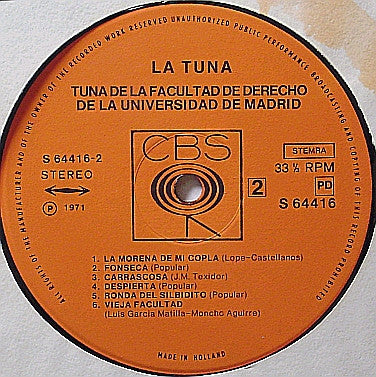 Tuna De La Facultad De Derecho De Madrid : La Tuna (LP, Album)