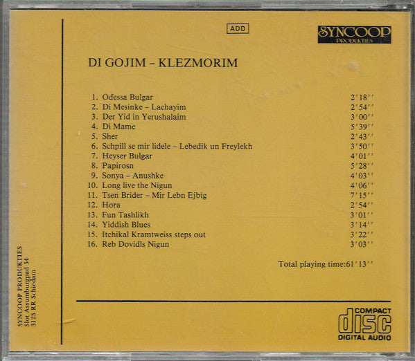 Di Gojim : Klezmorim (CD, Album)