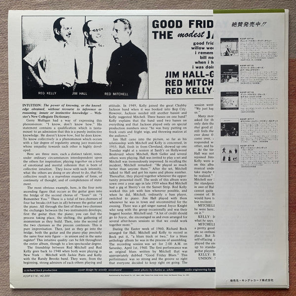 Jim Hall / Red Mitchell / Red Kelly : Good Friday Blues: The Modest Jazz Trio (LP, Album, Promo, RE)