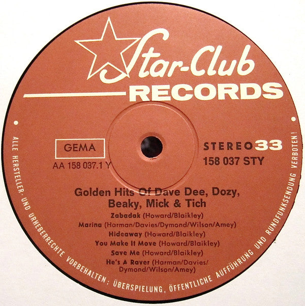 Dave Dee, Dozy, Beaky, Mick & Tich : Golden Hits Of Dave Dee, Dozy, Beaky, Mick & Tich (LP, Comp)