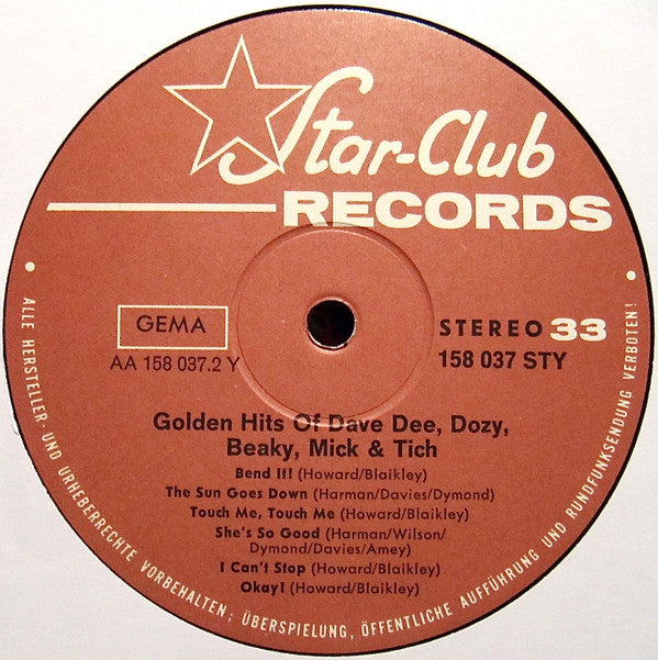 Dave Dee, Dozy, Beaky, Mick & Tich : Golden Hits Of Dave Dee, Dozy, Beaky, Mick & Tich (LP, Comp)