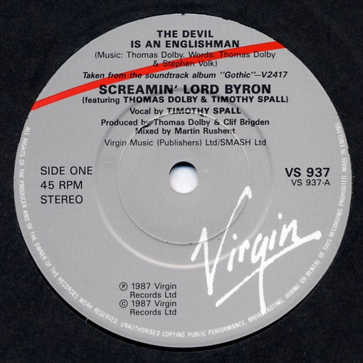 Screamin' Lord Byron featuring Thomas Dolby and Timothy Spall : The Devil Is An Englishman (7", Single)