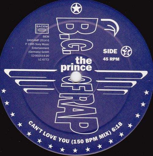 B.G. The Prince Of Rap : Can't Love You (2x12", Promo)