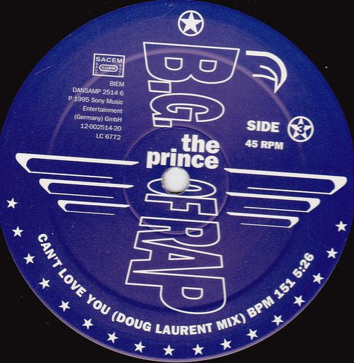 B.G. The Prince Of Rap : Can't Love You (2x12", Promo)
