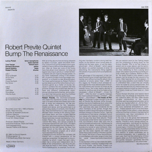 Robert Previte Quintet : Bump The Renaissance (LP)