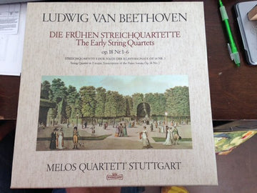 Ludwig Van Beethoven, Melos Quartett : Die Frühen Streichquartette Op. 18 Nr. 1-6 / Streichquartett F-Dur Nach Der Klaviersonate Op. 14 No. 1 (4xLP, RE)