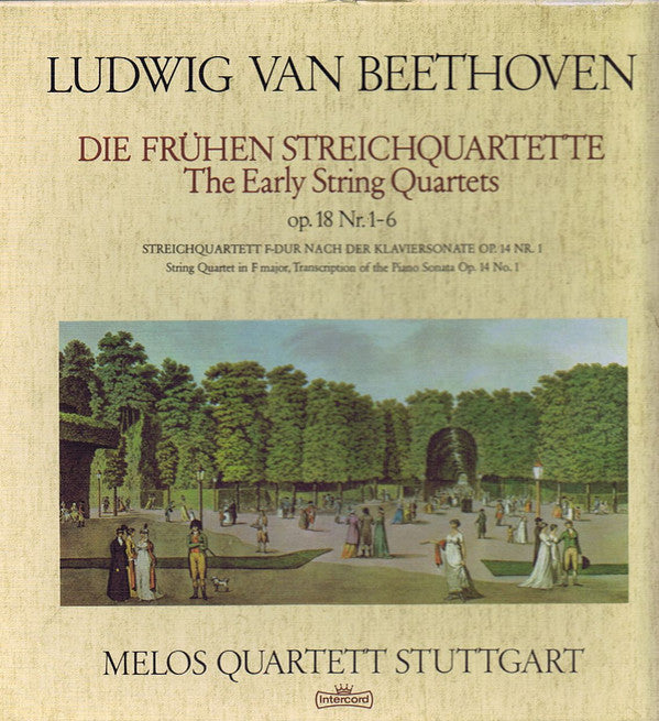 Ludwig Van Beethoven, Melos Quartett : Die Frühen Streichquartette Op. 18 Nr. 1-6 / Streichquartett F-Dur Nach Der Klaviersonate Op. 14 No. 1 (4xLP, RE)