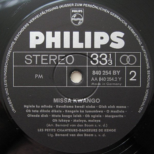 Les Petits Chanteurs-Danseurs De Kenge, Bernard van den Boom : Missa Kwango (LP)
